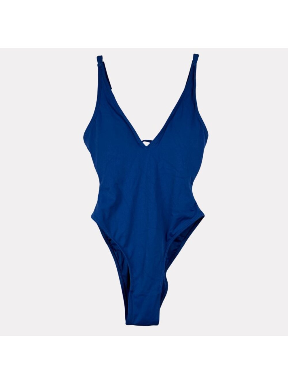 TA3 Hi Cut Plungey Navy Blue One Piece Swimsuit Womens XS Short Corset Back